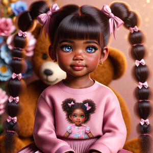 Refine the 3D realistic image of a four-year-old African-America...