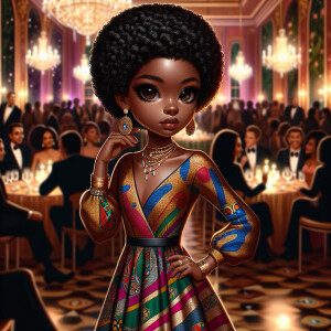 "Create an artistic depiction of an African American chibi chara...