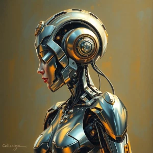 With a dazzling fusion of technology and grace, a cyborg adorned...