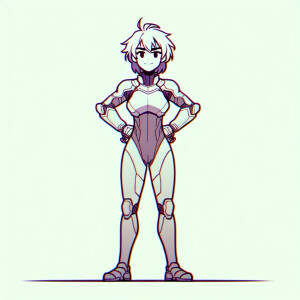 1990s anime screencap, girl a plugsuit, standing with hands on h...