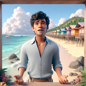 Create a 3D visualization of a young Filipino man inspired by go...