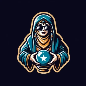 The fortune teller wore a hoodie and sunglasses.