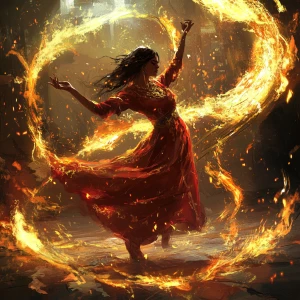 In this mesmerizing series of dynamic poses, the pyrokinetic mys...