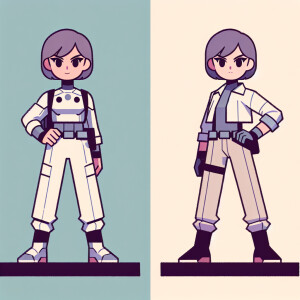 1990s anime screencap, girl a plugsuit, standing with hands on h...