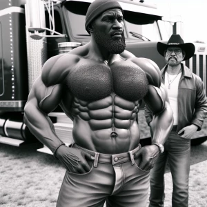 naketrucker who hairy musclebody that is showing off on the res...