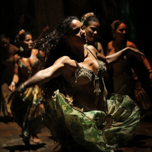 A captivating scene of a samba performance, enveloped in the poi...