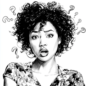 Generate a black and white image of a beautiful Black woman with...