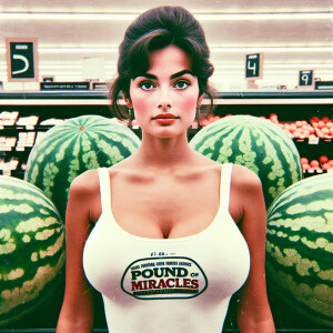 A faded color photograph of a stunning 25-year-old brunette woma...