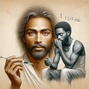 Can you help me create a African-American Jesus with medium with...