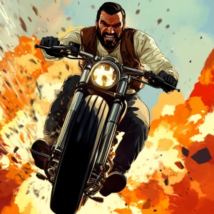 White muscular thin man with beard, big chin, smile and cheekbon...