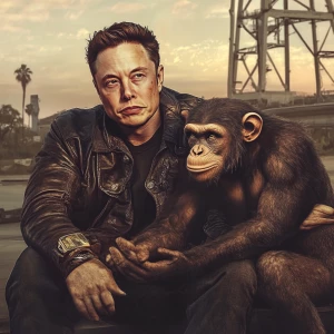 Elon Musk,with an ape, GTA style