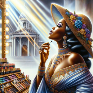 Create an airbrush oil painting of an African American woman wit...