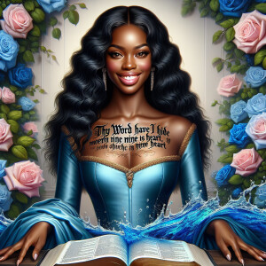 Create an image of an ultra-light-skinned African-American woman...