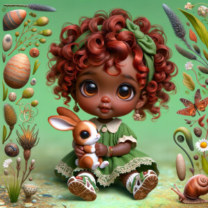 create an adorable hyper realistic mahogany skin tone chibi todd...