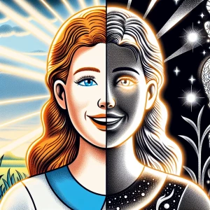 An illustration of a beautiful woman with long ginger hair, repr...