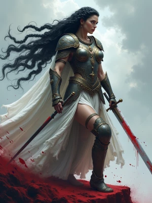 Depict Freyja, the Norse goddess of love, war, and magic, exudin...