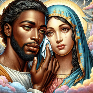 Ensure that the image distinctly represents both Jesus Christ an...