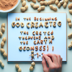 Create a stop motion with peanuts writing "In the beginning God...