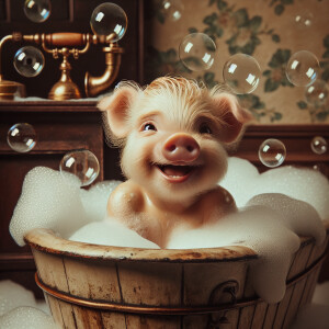 Character design A cute small Boy-pigglite Hybrid smiling taking...