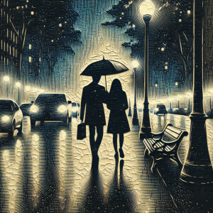 A portrait made from oil paint and acrylic paint of a silhouette...