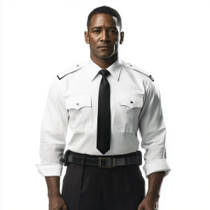 Create an image of a 44-year-old African American male wearing a...