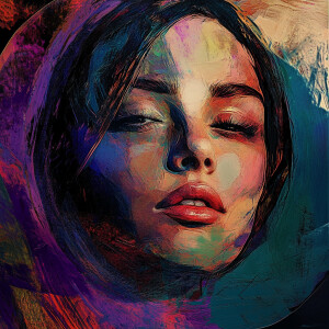 Bold and dynamic, in Abstract Expressionism style: A straight-on...