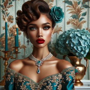 An elegant portrait of a light-skinned African-American Hawaiian...