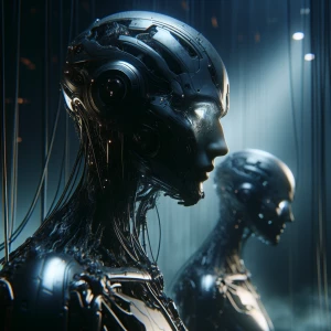 Imagine an eerie figure emerging from the shadows, silhouetted a...