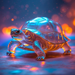 A realistic tortoise with its entire shell and skin crafted from...