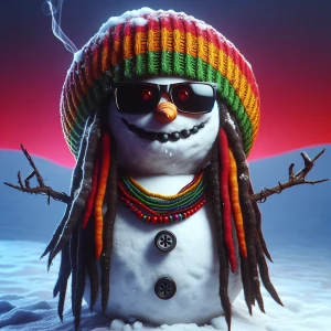 Horrorcore  illustration of a Rastafarian-inspired Frosty the Sn...