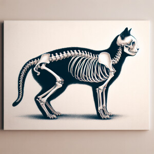 A drawing of a cat as a skeleton