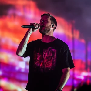 Calvin Harris live on stage singing