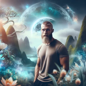 make the logo small and a white man bearded bodybuilder shorts s...