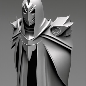 3d rendering, grayscale, knight Templar facing towards the camer...
