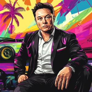 Elon Musk in GTA art style — — in the style of a Grand Theft Au...