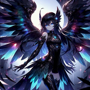 In the dimly lit world of a digital anime, a mysterious cimmeria...