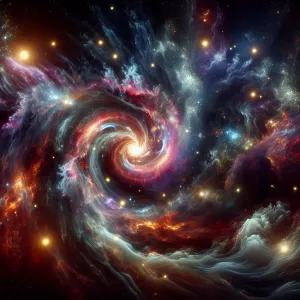 In the midst of a vast cosmic expanse, a surreal spectacle unfol...