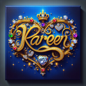 VCraft a 3-D image showcasing the name 'KAREN' in a luxurious go...