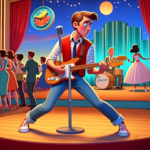 Create an image of Marty McFly, as portrayed by Michael J. Fox i...