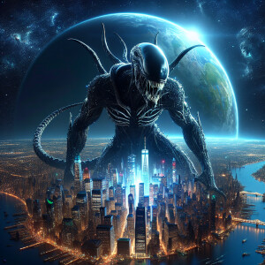 Venom created in the style of Yautja's (Hunter Predator),ultra-d...