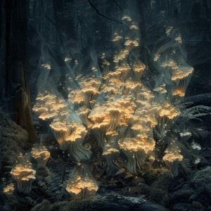 Phosphorescent image of mycelium