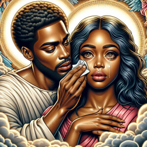 Ensure that the image distinctly represents both Jesus Christ an...