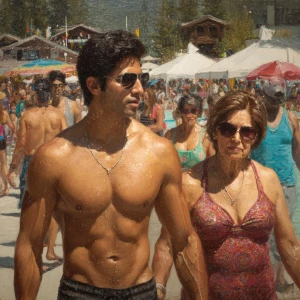 hyperrealism photo painting,a muscular beefy criminal kashmiri s...