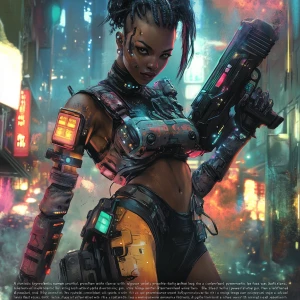 "A futuristic cybernetic woman with a sleek, high-tech prostheti...