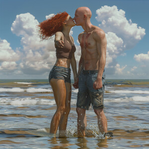 A photorealistic high resolution image. Light ginger haired fema...