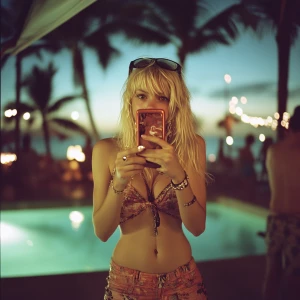 blonde girl mirror selfie circa 2008 nightlife pool party