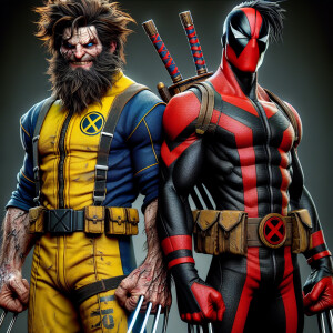 Wolverine and Deadpool, HDR, masterpiece, ultra-detailed, 8k res...