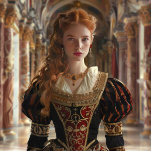 Create a photorealistic image of a light ginger-haired model wal...