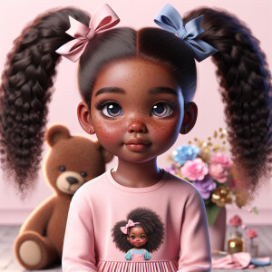 Refine the 3D realistic image of a four-year-old African-America...