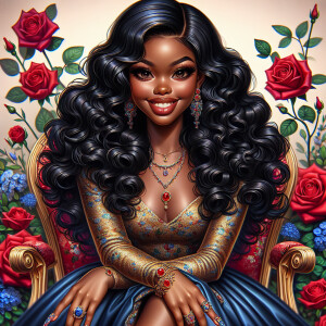 Create a realistic airbrushed illustration of a young, smiling,...